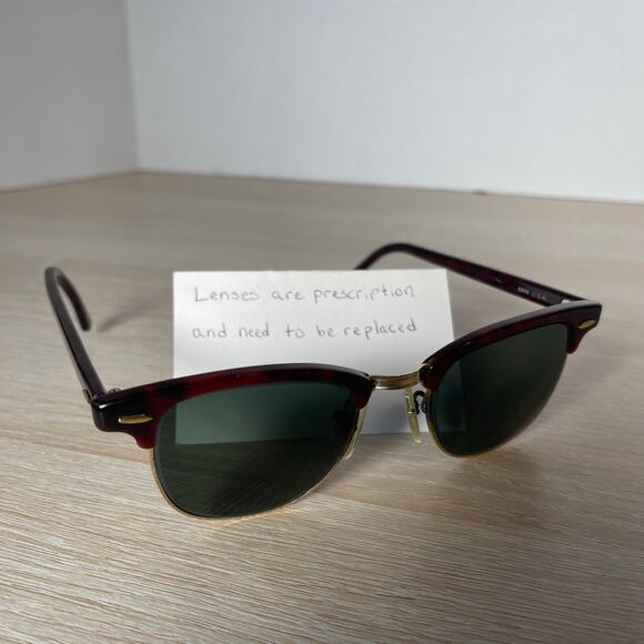 Vintage B&L Ray-Ban W0356 Clubmaster Sunglasses FRAMES ONLY Tortoise Shell - Picture 1 of 10